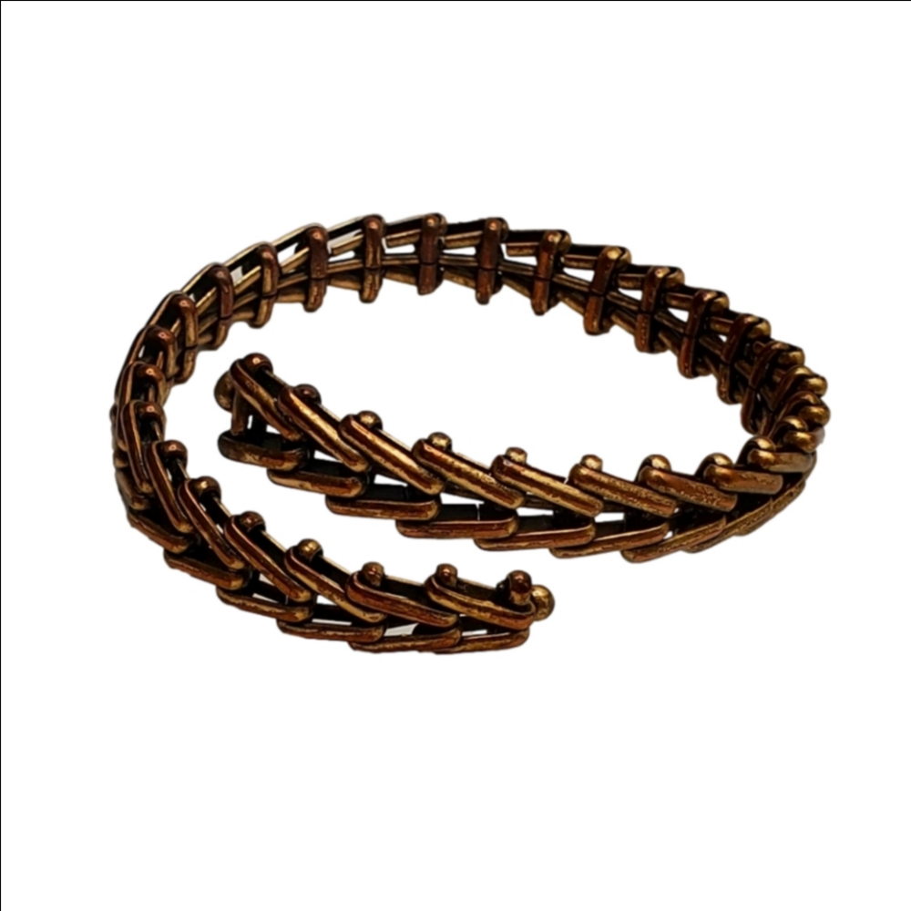 Gold Tone Copper Metal Wrap Bracelet
